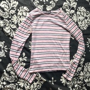 Stripped navy and pink shirt